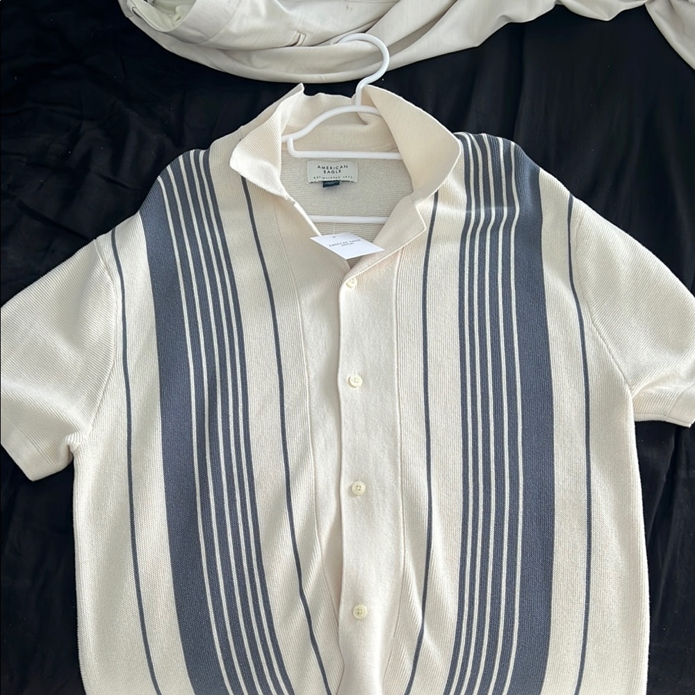 Casual White and Gray Striped Shirt